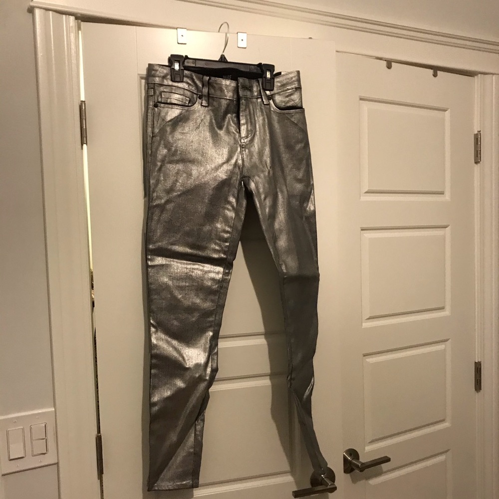 Paige Silver Patent Skinny Jeans, size 29